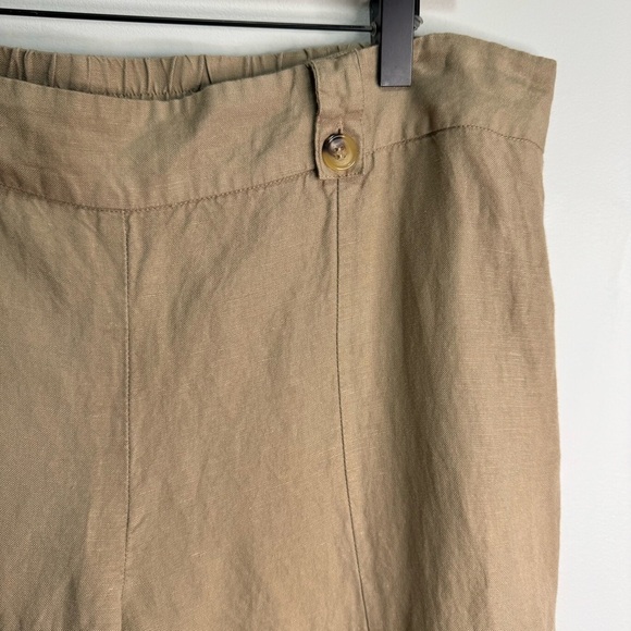Laura Tan Linen Lightweight Tan Pants Split Hem Size 14 - Picture 10 of 11